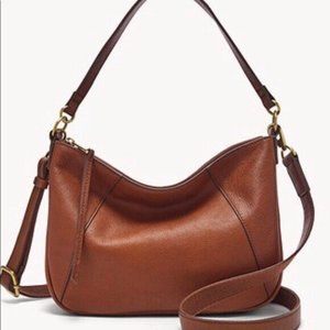 2 PC FOSSIL SKYLAR CROSSBODY HANDBAG & JORI RFID ZIP CLUTCH WRISTLET LEATHER NWT